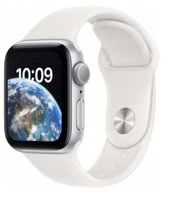 Picture of Apple Watch SE 2 GPS 44mm Sport Band, silver/white