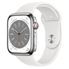 Изображение Apple Watch 8 GPS + Cellular 41mm Stainless Steel Sport Band, silver/white (MNJ53EL/A)
