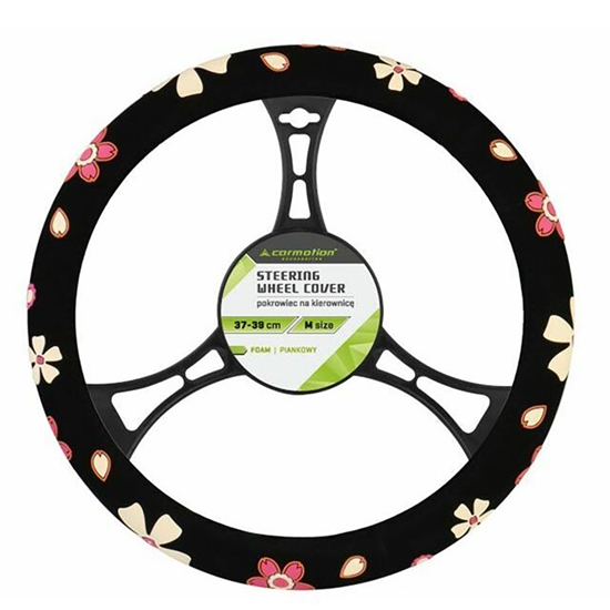 Picture of Stūres apvalks B2-13, M melns ar ziediem