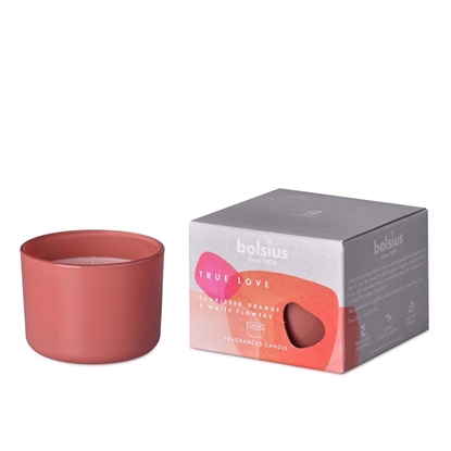 Picture of Svece arom. stikla traukā 63/90mm 24h True love Orange&flowe
