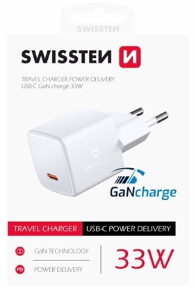 Attēls no Swissten GaN Mini Travel Charger USB-C 33W PD