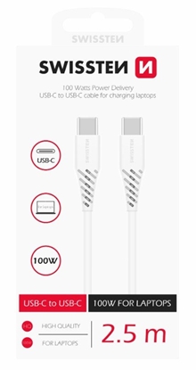 Attēls no Swissten Power Delivery Data Cable USB-C to USB-C 5A (100W) 2.5m
