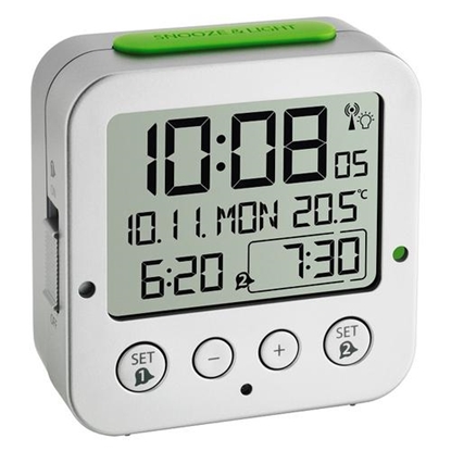 Picture of TFA 60.2528.54 Bingo      silver RC Alarm Clock with Temperatur