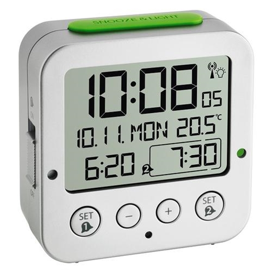 Picture of TFA 60.2528.54 Bingo      silver RC Alarm Clock with Temperatur