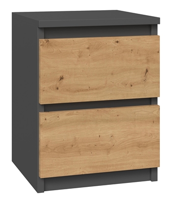 Attēls no Topeshop M2 ANTRACYT/ARTISAN nightstand/bedside table 2 drawer(s) Anthracite, Oak, Wood