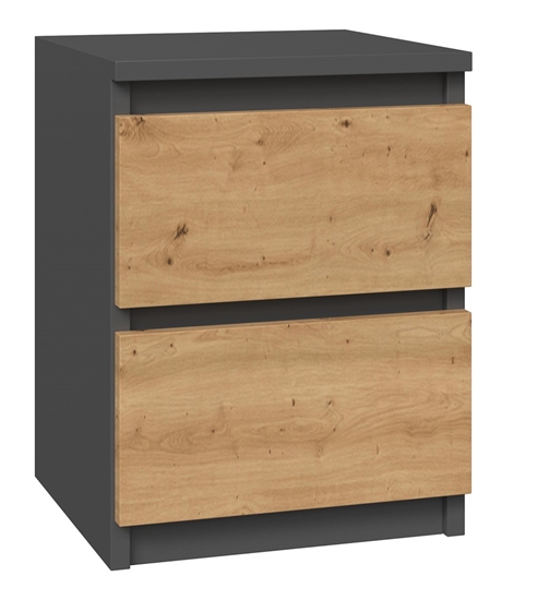 Picture of Topeshop M2 ANTRACYT/ARTISAN nightstand/bedside table 2 drawer(s) Anthracite, Oak, Wood