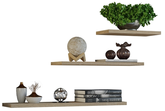 Picture of Topeshop TOBI 3P SONOMA shelve Floating shelf Wall mounted Particle board Oak, Wood