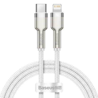 Изображение USB-C cable to Lightning Baseus Cafule, White, Power Delivery, 20W, 1m (white)