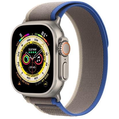 Изображение Smartwatch Apple Watch Ultra GPS + Cellular 49mm Titanium Case Trail Loop Small/Medium Szaro-niebieski  (MNHL3WB/A)