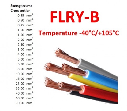 Attēls no Wire;FLRY-B;stranded;Cu;0.75mm2;PVC;black;60V;100m;Class:5