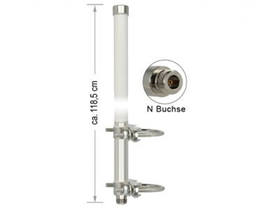 Picture of WLAN Antenna N Jack 802.11 bgn 12 dBi  118.5 cm omnidirectional fixed pole mount white outdoor