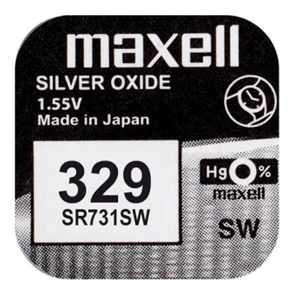 Attēls no 329 baterijas 1.55V Maxell sudraba-oksīda SR731SW iepakojumā 1 gb.