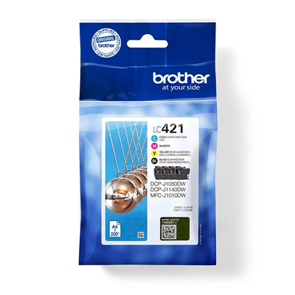 Изображение Brother LC421VALDR ink cartridge 4 pc(s) Original Black, Cyan, Magenta, Yellow