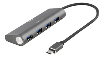 Picture of USB šakotuvas DELTACO 18W 3.6A, USB 3.1, 1xUSBC, 4xUSB-A, juodas / USBC-1207