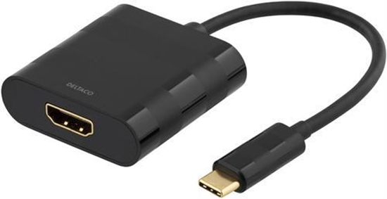 Picture of Deltaco USBC-HDMI video cable adapter 0.1 m USB Type-C Black