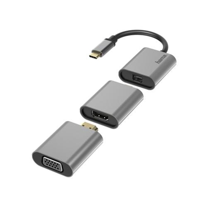 Attēls no Adapter USB Hama Premium USB-C - DisplayPort Mini + HDMI + VGA Szary  (002003060000)