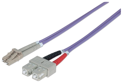 Изображение Intellinet Fiber Optic Patch Cable, OM4, LC/SC, 2m, Violet, Duplex, Multimode, 50/125 µm, LSZH, Fibre, Lifetime Warranty, Polybag