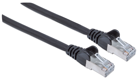 Picture of Intellinet Network Patch Cable, Cat6, 5m, Black, Copper, S/FTP, LSOH / LSZH, PVC, RJ45, Gold Plated Contacts, Snagless, Booted, Lifetime Warranty, Polybag