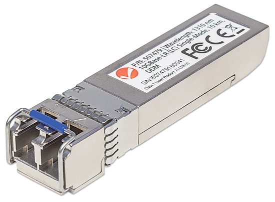 Изображение Intellinet Transceiver Module Optical, 10 Gigabit Fiber SFP+, 10GBase-LR (LC) Single-Mode Port, 10km, MSA Compliant, Equivalent to Cisco SFP+10GB-LR, Fibre, Three Year Warranty