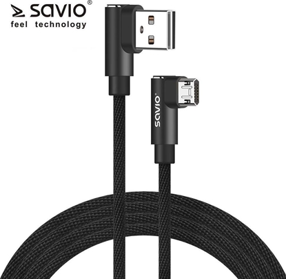 Attēls no Kabel USB Savio USB-A - microUSB 1 m Czarny (CL-161)