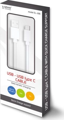 Attēls no Kabel USB Savio USB-A - USB-C 1 m Biay (SAVIO CL-126)