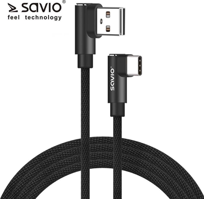 Attēls no Kabel USB Savio USB-A - USB-C 2 m Czarny (CL-164)
