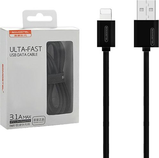 Изображение Kabel USB Somostel KABEL USB IPHONE 3A CZARNY 3100mAh QUICK CHARGER 1.2M SMS-BP02