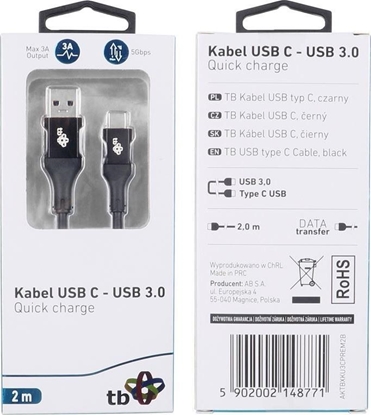Изображение Kabel USB TB Print USB-A - USB-C 2 m Czarny (1_791088)