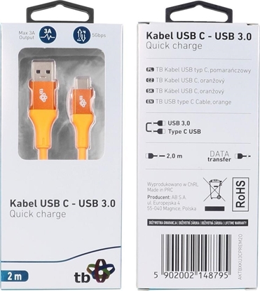 Picture of Kabel USB TB Print USB-A - USB-C 2 m Pomaraczowy (1_791105)