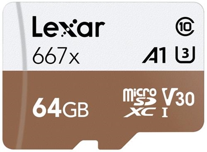 Attēls no Atm.kort. LEXAR microSDXC 64GB Pro 667x U3 V30 + adapter LMS0667064G-BNANG