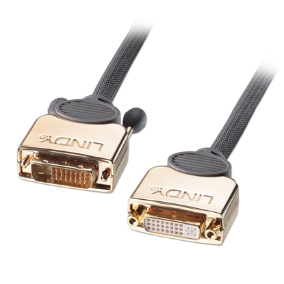 Изображение Lindy 37151 DVI cable 3 m DVI-D Black, Gold