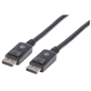 Picture of Manhattan DisplayPort 1.2 Cable, 4K@60hz, 1m, Male to Male, Equivalent to Startech DISPL1M, With Latches, Fully Shielded, Black, Lifetime Warranty, Polybag