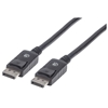 Picture of Manhattan DisplayPort 1.2 Cable, 4K@60hz, 2m, Male to Male, Equivalent to Startech DISPL2M, With Latches, Fully Shielded, Black, Lifetime Warranty, Polybag