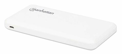 Picture of Manhattan Power Bank, 10000 mAh, Output: 2x USB-A (2.1A & 1A), Input: USB-C & Micro-USB (both 2A), White, One Year Warranty, Blister