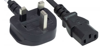 Picture of Manhattan Power Cord/Cable, UK 3-pin plug to C13 Female (kettle lead), 1.8m, 10A, Black, Lifetime Warranty, Polybag
