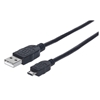 Picture of Manhattan USB-A to Micro-USB Cable, 0.5m, Male to Male, Black, 480 Mbps (USB 2.0), Equivalent to USBAUB50CMBK, Hi-Speed USB, Lifetime Warranty, Polybag