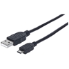 Picture of Manhattan USB-A to Micro-USB Cable, 3m, Male to Male, Black, 480 Mbps (USB 2.0), Equivalent to UUSBHAUB3M, Hi-Speed USB, Lifetime Warranty, Polybag