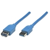 Picture of Manhattan USB-A to USB-A Extension Cable, 2m, Male to Female, Blue, 5 Gbps (USB 3.2 Gen1 aka USB 3.0), Equivalent to USB3SEXT2MBK (except colour), SuperSpeed USB, Lifetime Warranty, Polybag