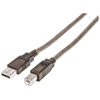 Picture of Manhattan USB-A to USB-B Cable, 11m, Male to Male, Active, 480 Mbps (USB 2.0), Built In Repeater, Hi-Speed USB, Translucent Silver, Three Year Warranty, Polybag