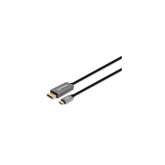 Изображение Manhattan USB-C to DisplayPort 1.4 Cable, 8K@60Hz, 3m, Male to Male, Black, Three Year Warranty, Polybag