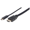 Picture of Manhattan USB-C to HDMI Cable, 4K@30Hz, 1m, Black, Male to Male, Three Year Warranty, Polybag