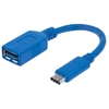 Picture of Manhattan USB-C to USB-A Cable, 15cm, Male to Female, 5 Gbps (USB 3.2 Gen1 aka USB 3.0), 3A (fast charging), Equivalent to USB31CAADP (except colour), SuperSpeed USB, Blue, Lifetime Warranty, Polybag