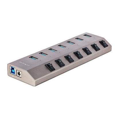 Picture of StarTech.com 7-Port Self-Powered USB-C Hub with Individual On/Off Switches, USB 3.0 5Gbps Expansion Hub w/Power Supply, Desktop/Laptop USB-C to USB-A Hub, USB Type C Hub w/BC 1.2