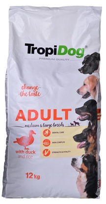Изображение TROPIDOG Premium Adult Medium & Large Duck with rice - dry dog food - 12 kg