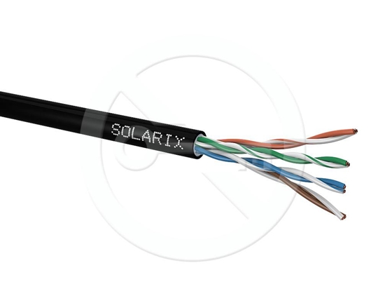 Изображение Solarix Kabel instalacyjny zewntrzny elowy UTP, Cat5E, drut, PE, pudeko 305m SXKD-5E-UTP-PEG