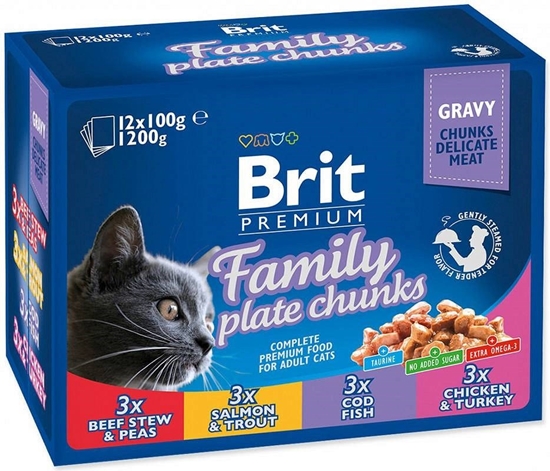 Picture of BRIT Cat Pouches Family Plate - wet cat food - 12 x 100g