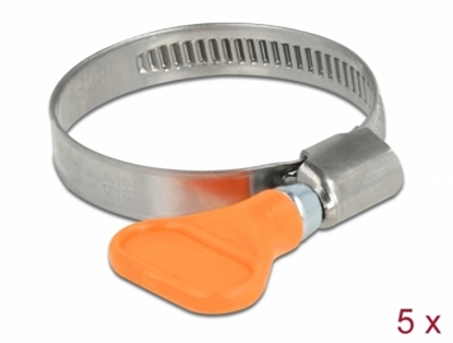 Attēls no Delock Butterfly Hose Clamp stainless steel 400 SS 30 - 45 mm 5 pieces orange