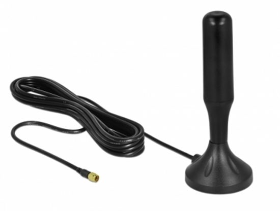 Picture of Delock LTE Antenna SMA plug 3 - 5 dBi 12.4 cm fixed omnidirectional with magnetic base and connection cable RG-174 A/U 3 m outdo