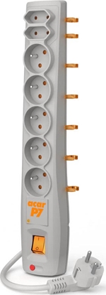 Picture of Listwa zasilajca Acar P7 przeciwprzepiciowa 7 gniazd 1.5 m szara (W0117)