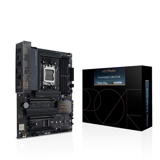 Picture of Mainboard|ASUS|AMD B650|SAM5|ATX|Memory DDR5|Memory slots 4|1xPCI-Express 4.0 1x|3xPCI-Express 4.0 16x|3xM.2|1xHDMI|1xDisplayPort|2xUSB 2.0|3xUSB 3.2|2xUSB-C|1xOptical S/PDIF|2xRJ45|5xAudio port|PROARTB650-CREATOR